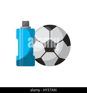 Soccer Ball und Trinkflasche Symbol auf weißem Hintergrund. farbenfrohes Design. Vektor-illustration Stock Vektor