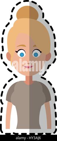 glücklich blonde Frau mit blauen Augen cartoon Symbolbild Stock Vektor