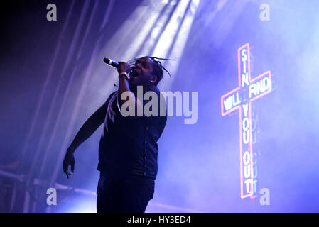 BARCELONA - 4 JUN: Dwele T (Hip-Hop-Band) führen im Konzert beim Festival Primavera Sound 2016 am 4. Juni 2016 in Barcelona, Spanien. Stockfoto