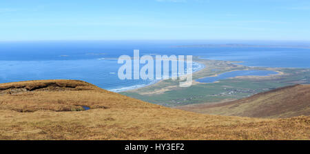 Blick nach Norden in Richtung Maharee und Kerry Kopf vom Coombane Berg auf der Halbinsel Dingle, County Kerry, Irland Stockfoto