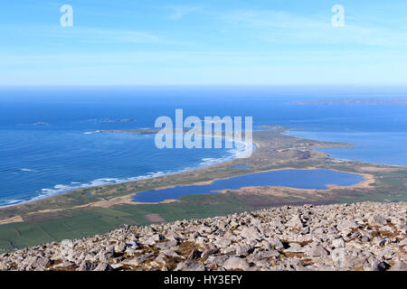 Blick nach Norden in Richtung der Maharee von Stradbally Berg auf der Halbinsel Dingle, County Kerry, Irland Stockfoto