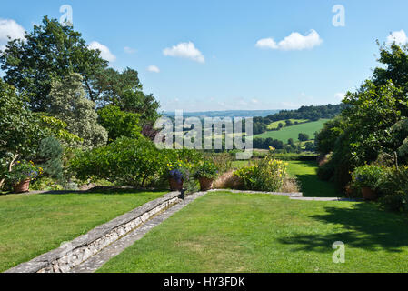 Der Blick über den Millenium-Garten Burrow Farm Gardens, auch bekannt als Osten Devons Secret Garden, in der Nähe von Axminster, Devon, England, UK Stockfoto