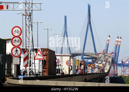 Stau auf der K? Hlbrandbr? Cke in Hamburg, Deutschland, Europa, Stau Auf der wer in Hamburg, Deutschland, Europa Stockfoto