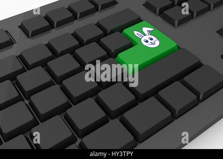 PE047 easter 02 bs nf gegen schwarze Tastatur mit grüner Taste Stockfoto
