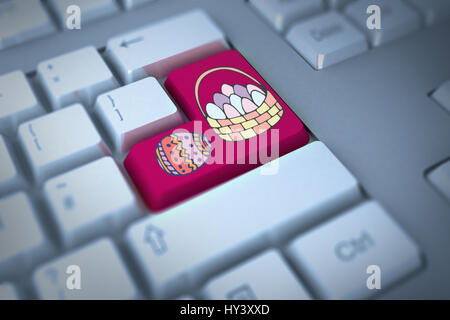 PE047 easter 01 bs nf gegen rosa enter-Taste auf der Tastatur Stockfoto