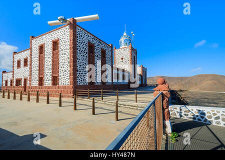 Leuchtturm auf Punta Entellada, Fuerteventura, Kanarische Inseln, Spanien Stockfoto