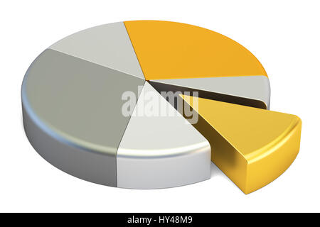 Metallische Kreisdiagramm, 3D-Rendering isolierten auf weißen Hintergrund Stockfoto