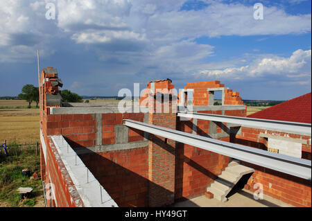 Aspiration, Blöcke, Ziegel, Gebäude, Baustelle, Bau, Baustelle, Hausbesitzer, Haus, Häuser, Leiter, neue Häuser, Grundstücke, Stockfoto