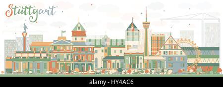 Abstrakte Stuttgart Skyline mit Farbe Gebäude. Vector Illustration. Business Travel und Tourismus Konzept mit historischer Architektur. Stock Vektor