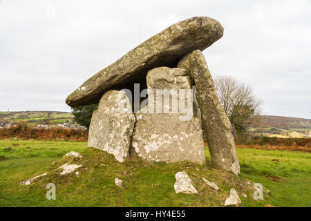 Trethevy Quoit oder das Riesen-Haus. Liskeard, Cornwall, England, Vereinigtes Königreich. Stockfoto