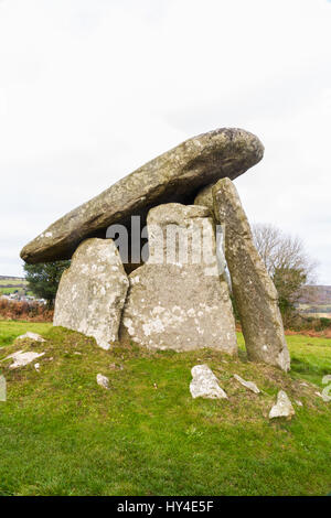 Trethevy Quoit oder das Riesen-Haus. Liskeard, Cornwall, England, Vereinigtes Königreich. Stockfoto