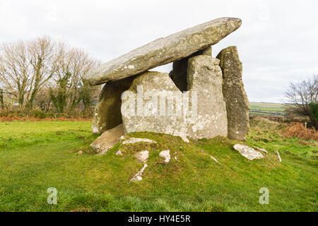 Trethevy Quoit oder das Riesen-Haus. Liskeard, Cornwall, England, Vereinigtes Königreich. Stockfoto