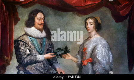 Charles I und Henrietta Maria. Porträt von König Charles i. von England und seine Frau Königin Henrietta Maria, von Daniel Mytens, Öl auf Leinwand, c.1630-32 Stockfoto