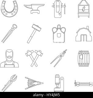 Schmied Icons Set, Umriss-Stil Stock Vektor