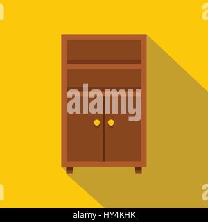 Hölzerne Schrank Symbol, flachen Stil Stock Vektor