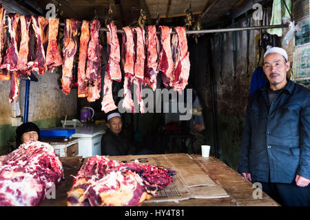 Lhasa, Altstadt, Metzger Stockfoto