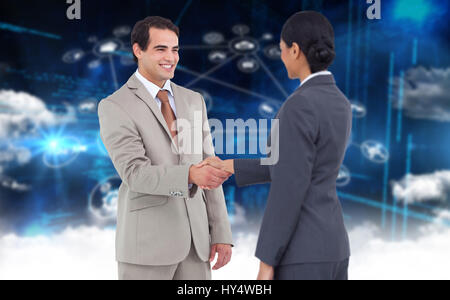 Zusammengesetztes Bild von corporate glücklich tun handshake Stockfoto