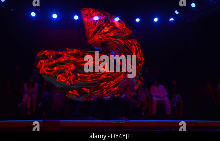 Lahore, Pakistan. 1. April 2017. Pakistanische Künstler auf der Bühne während der Alhamra Durchführung unplugged season1 (Music for Peace) von Alhamra Arts Council organisiert. Bildnachweis: Rana Sajid Hussain/Pacific Press/Alamy Live-Nachrichten Stockfoto