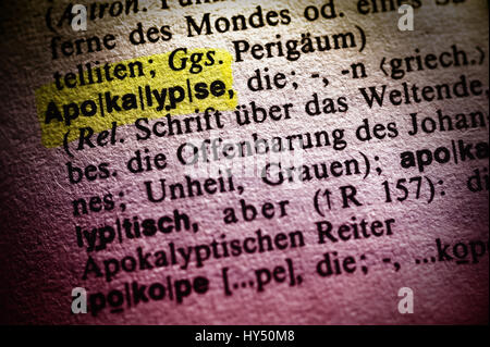 Das Wort Apokalypse in einem Wörterbuch, Das Wort Apokalypse in Einem Woerterbuch Stockfoto