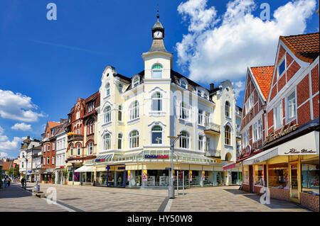 Shopping street sächsischen Tor im Bergdorf, Hamburg, Deutschland, Europa, Einkaufsstra? e Sachsentor in Bergedorf, Deutschland, Europa Stockfoto