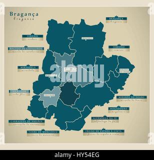Moderne Karte - Braganca PT Stock Vektor