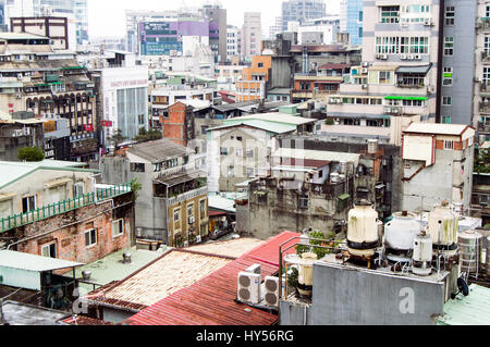 Luftbild Vierw, Urban sprawl, Ximending, Taipei, Taiwan Stockfoto