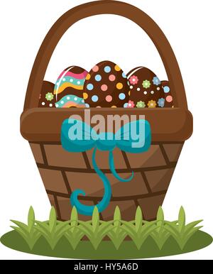 Ostereier im Inneren Hamber mit Schleife Stock Vektor