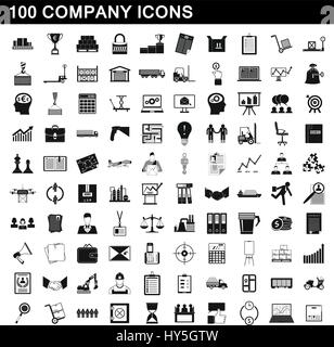 100 Unternehmen Icons Set, einfachen Stil Stock Vektor