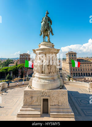 Statua Equestre di Vittorio Emanuele II, Reiterstandbild, Monumento Nazionale a Vittorio Emanuele II, Vittoriano, Altare della Stockfoto