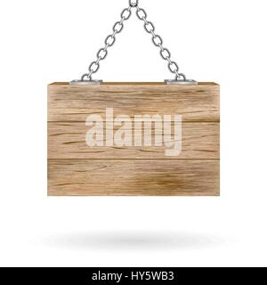 Leere hölzerne Schild an Kette Stock Vektor