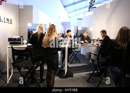 Berlin, Deutschland, 22. Januar 2016: Start-und Landebahn am Mercedes-Benz Fashion Week Berlin. Stockfoto