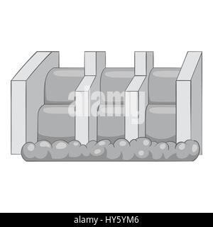 Wasser-dam-Symbol, grauen monochromen Stil Stock Vektor