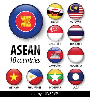 ASEAN (Association of Southeast Asian Nations) und Mitgliedschaft. Stock Vektor