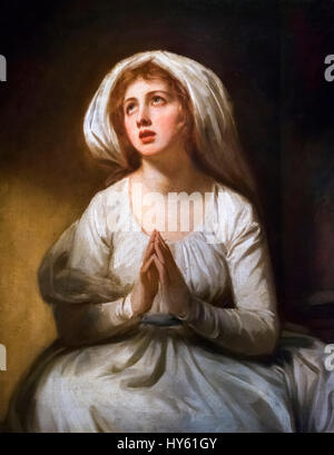 Lady Hamilton im Gebet von George Romney, Öl auf Leinwand, c.1782-86. Porträt von Emma Hamilton (1765-1815), die Geliebte von Lord Nelson und die Muse von George Romney. Stockfoto