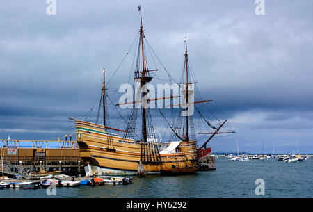Die Mayflower II bei seiner Geburt in Plymouth, Massachusetts. Im Besitz und gepflegt von Plimoth Plantation Jetzt bekannt als Plimoth Pataxet Stockfoto