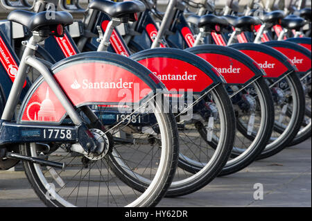 Fahrradverleih in London. Stockfoto