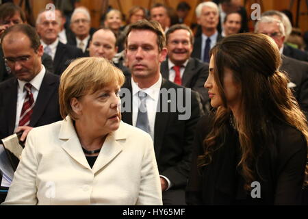 Berlin, Deutschland, 17. Septmeber, 2015: Königin Rania von Jordanien erhält den Walther-Rathenau-Award. Stockfoto