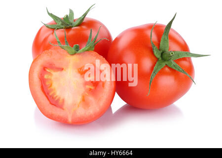 Tomaten Tomaten Scheibe Gemüse isoliert auf weißem Hintergrund Stockfoto