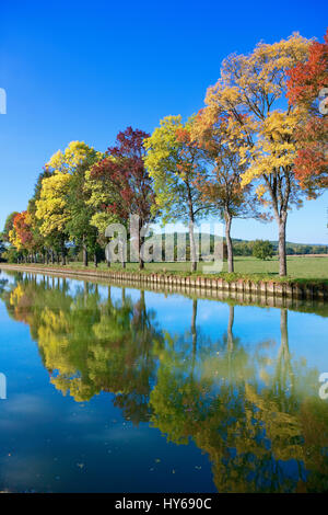 Der Canal de Bourgogne in der Nähe von Chateauneuf Stockfoto