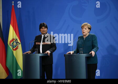 Berlin, Deutschland: 4. November 2015: Präsident Boliviens Evo Morales zu offiziellen Besuch. Stockfoto