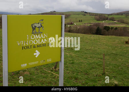 Vindolanda Roman Fort am Hadrianswall in Northumberland, England. Die Festung sind Teil des UNESCO-Weltkulturerbe. Stockfoto