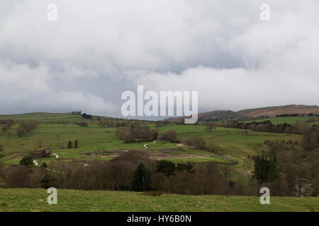 Vindolanda Roman Festung am Hadrianswall in Northumberland, England. Die Festungsruinen gehören zum UNESCO-Weltkulturerbe. Stockfoto