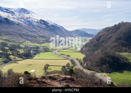 Blick, Blick nach Süden vom hohen Rigg auf dem Schnee bedeckt Lakelandpoeten, Cumbria, England, UK Stockfoto