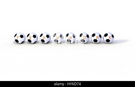 Teamarbeit-Konzept, Fußball 3D-Modelle Rendern arbeiten Stockfoto
