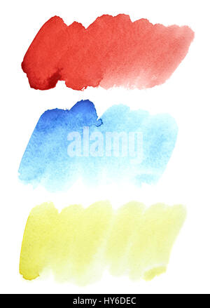 Satz von bunte Aquarell Pinselstriche auf dem weißen Hintergrund isoliert Stockfoto