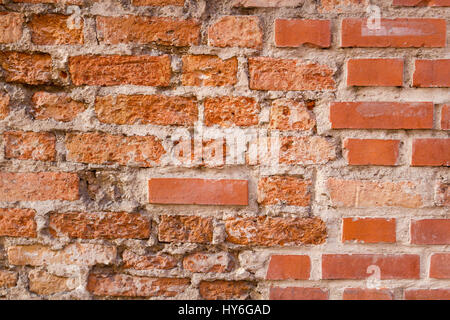 Grunge alten Ziegelmauerwerk Wand Fragment. Hintergrundtextur für Text oder Bild. Close-up Stockfoto