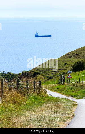 Zeigen Sie nach Ringstead Bay, Dorset, England an Stockfoto