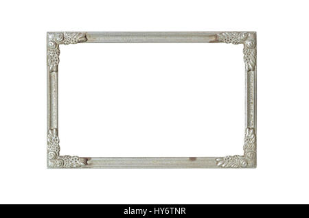 Alten Silberrahmen mit Rost isoliert auf weiss Stockfoto