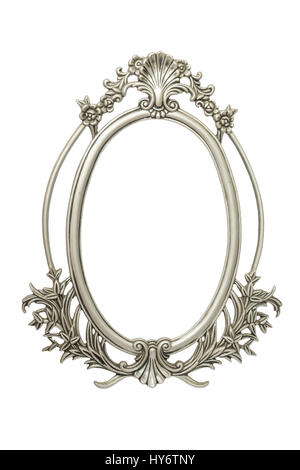 Vintage Silber-Rahmen isoliert auf weiss Stockfoto