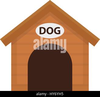 Hundehütte Icon, Wohnung, Cartoon-Stil. Holzhaus, isoliert auf weißem Hintergrund. Vektor-Illustration, Clip-Art. Stock Vektor
